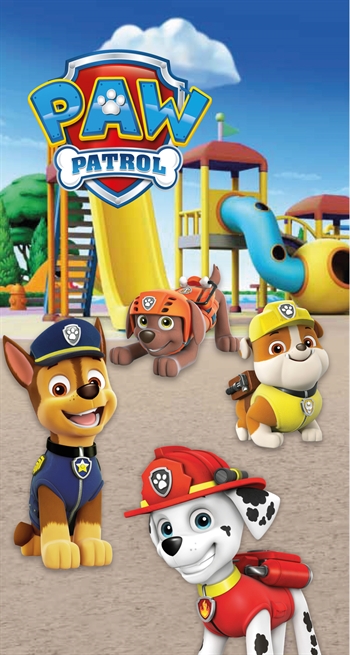 5: Badehåndklæde - 70x140 cm - Paw patrol - Klar til leg - 100% Bomuld